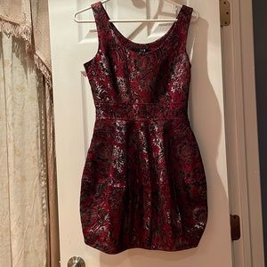 Vintage Forever 21 Black, Red and Silver Dress